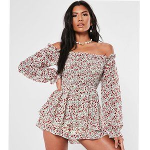 Floral Romper with Long Sleeves